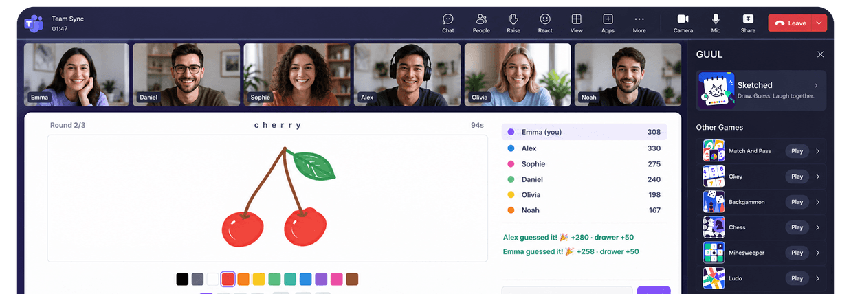 A GUUL game running in a Microsoft Teams meeting